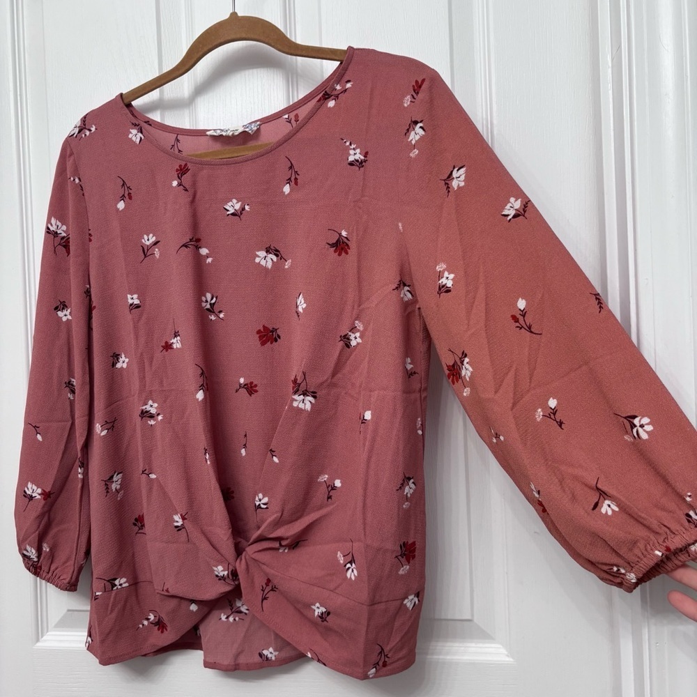 Dusty Rose Floral Twist-Front Blouse | Pink Republic M - Picture 4 of 8